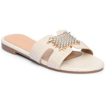 φλατ mules με μεταλλική λεπτομέρεια 