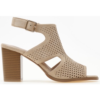 πέδιλα με χοντρό τακούνι και διάτρητο