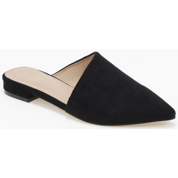 φλατ μυτερά mules με λοξή φάσα - μαύρο