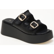  γυναικείες πλατφόρμες με ρυθμιζόμενα ζωνάκια - μαύρο