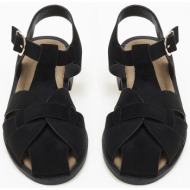  σανδάλια σε suede υφή με φάσες - μαύρο