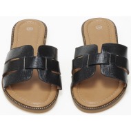  ανοιχτά σανδάλια slides με φάσα και ανοίγματα - μαύρο