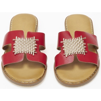 φλατ σανδάλια με φάσα και μεταλλική