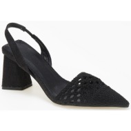  open heel μυτερές γόβες με πλεκτό σχέδιο - μαύρο