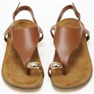  σανδάλια flatform με toe ring - κάμελ