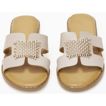 φλατ σανδάλια με φάσα και μεταλλική