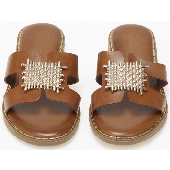 φλατ σανδάλια με φάσα και μεταλλική