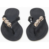  φλατ σανδάλια με δίχαλο και μεταλλικές λεπτομέρειες - μαύρο