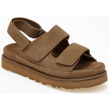 suede σανδάλια flatform με λουράκια