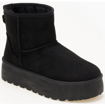 μποτάκια με γούνα και ψηλή σόλα - μαύρο