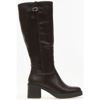 μπότες με διακοσμητική αγκράφα - καφέ