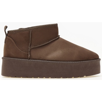 χαμηλά μποτάκια δίσολα με γούνα - καφέ