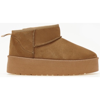 χαμηλά μποτάκια δίσολα με γούνα - κάμελ