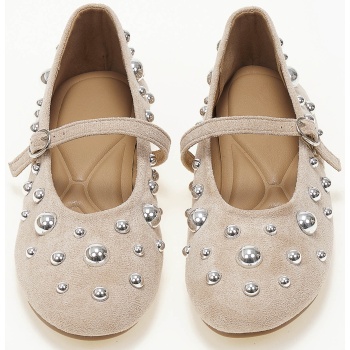 μπαλαρίνες με διακοσμητικά τρουκς suede