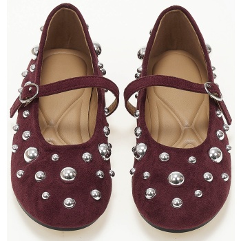 μπαλαρίνες με διακοσμητικά τρουκς suede