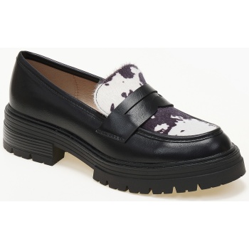 loafers με λεπτομέρια cow - μαύρο