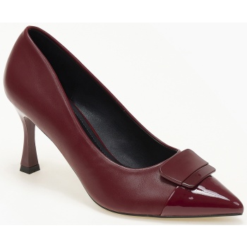 γόβες με διακοσμητική αγκράφα - μπορντώ