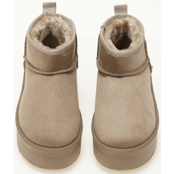 χαμηλά μποτάκια δίσολα με γούνα - πούρο