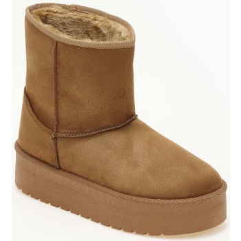 μποτάκια δίσολα με γούνα - κάμελ