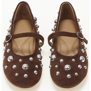 μπαλαρίνες με διακοσμητικά τρουκς suede