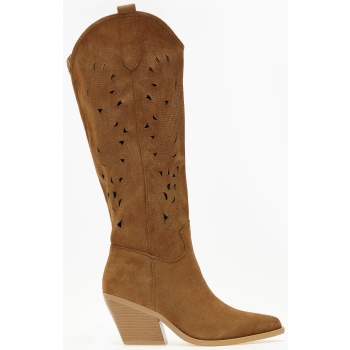 μπότες cowboy με κέντημα και laser out