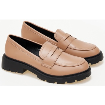 loafers με τρακτερωτή σόλα - μπεζ