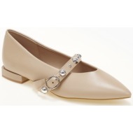  μυτερές μπαλαρίνες με λουράκι & διακοσμητικά τρούκς - μπεζ