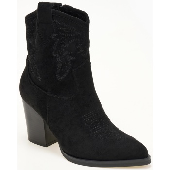 cowboy μποτάκια με suede υφή - μαύρο