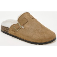  suede clogs με εσωτερική γούνα - κάμελ