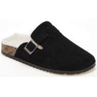  suede clogs με εσωτερική γούνα - μαύρο