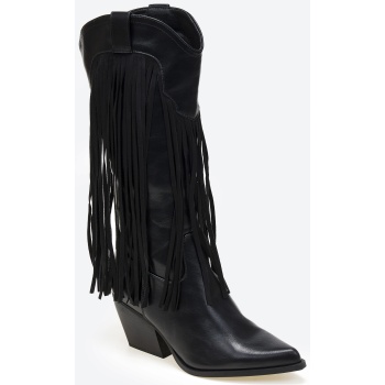 cowboy μπότες με κρόσια - μαύρο