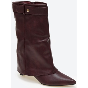 μυτερά μποτάκια με εφέ γκέτας - μπορντώ