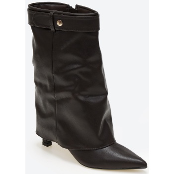 μυτερά μποτάκια με εφέ γκέτας - καφέ