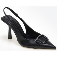  slingback γόβες με διακοσμητική αγκράφα - μαύρο