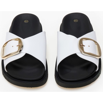 σανδάλια flatform με αγκράφες - λευκό