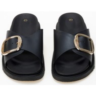  σανδάλια flatform με αγκράφες - μαύρο