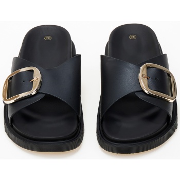 σανδάλια flatform με αγκράφες - μαύρο