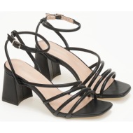  πέδιλα με στρογγυλά λουράκια - μαύρο