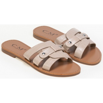 κροκό slides με δέσιμο - nude