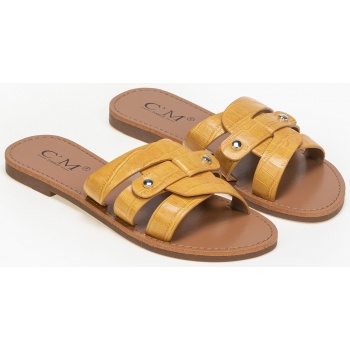 κροκό slides με δέσιμο - κίτρινο