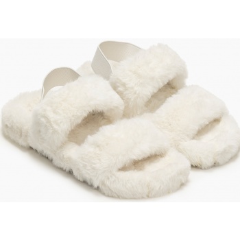 παντόφλες με γούνα και λάστιχο στο πίσω