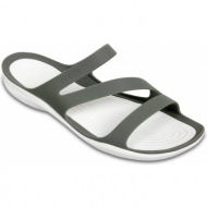  crocs σαγιονάρα γυναικεία swiftwater sandal 203998-06x - γκρι-λευκο