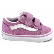  παιδικό χαμηλό casual για κορίτσι vans old skool v χρώματος ροζ glitter vn0a38jnllc1