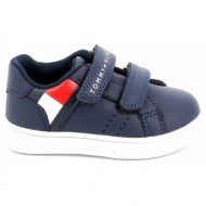  παιδικό χαμηλό casual για αγόρι tommy hilfiger flag low cut velcro sneaker χρώματος μπλε t1b9-33327-