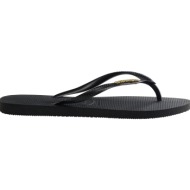  γυναικεία σαγιονάρα havaianas hav. slim logo metallic χρώματος μαύρο 4119875-1924