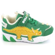  παιδικό αθλητικό παπούτσι για αγόρι bull boys triceratopo με φωτάκια on/off χρώματος πράσινο dnal451