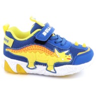  παιδικό αθλητικό παπούτσι για αγόρι bull boys triceratopo με φωτάκια on/off χρώματος μπλε dnal4510-r