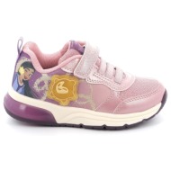  παιδικό αθλητικό παπούτσι για κορίτσι geox j spaceclub g ανατομικό με φωτάκια on/off χρώματος ροζ j4