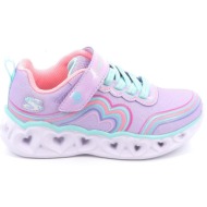  παιδικό αθλητικό παπούτσι για κορίτσι skechers retro hearts με φωτάκια on/off χρώματος μωβ 302689l-l