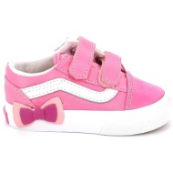  παιδικό χαμηλό casual για κορίτσι vans old skool v bow χρώματος ροζ vn000e9wfrq1